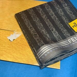 Unused Fendi Gray Striped Handkerchief